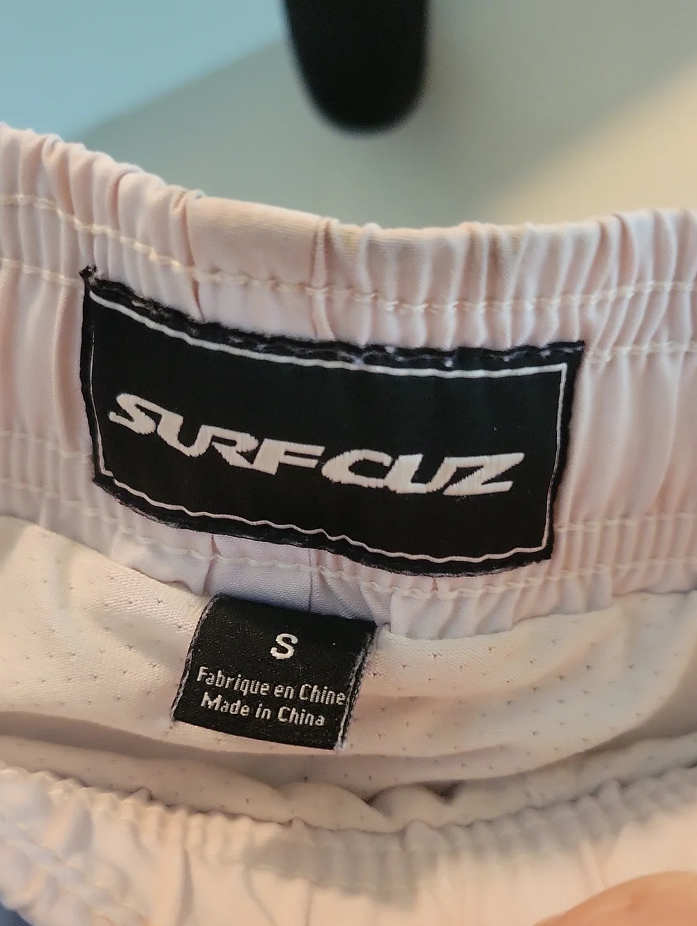 Men's White Tropical Palm Swim Trunks with Drawstring Size Small